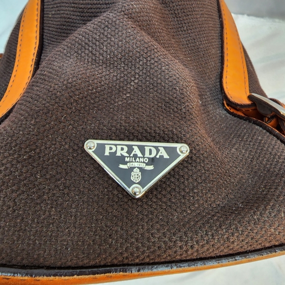 Prada Authentic Vintage Canvas & Leather Bowling Bag Purse Made in Italy!  🇮🇹 - Picture 10 of 15
